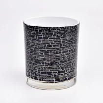 China Suport pentru lumânări din sticlă cu model negru de crack. Vase unice pentru lumânări din sticlă de 8 oz producător