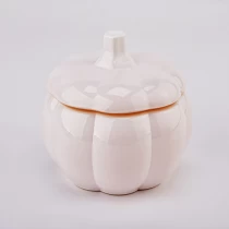 China Pumpkin Shaped glass candle vessel with lid for Halloween manufacturer