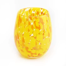Kinija kiaušinio formos rankų darbo stiklinis žvakių laikiklis geltonas prabangus žvakių indas Gamintojas