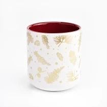 China Kerzengefäß aus Keramik mit goldenem Muster für Weihnachten Hersteller