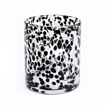 China new design black spots glass candle jar for home decor manufacturer