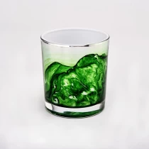 China new design 10oz green  artwork  with mountain glass candle jars manufacturer