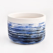 China hot sale  3 wicks ceramic candle holder  with artwork painting manufacturer