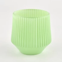 China Green Vertical design glass candle jar 300ml luxury fragrance scented candle holder manufacturer