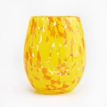 China home decor spotted glass candle jars yellow glass candle vessels manufacturer