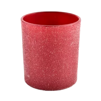 China 10oz Crimson Frosted Glass Candle Jars Untuk Membuat Lilin pengilang