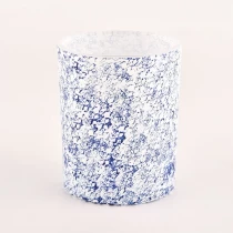 Китай Стъклени буркани за свещи от 300 мл със синя декорация на едро за ароматизиран дом Производител