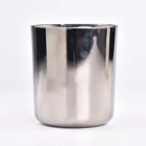 China Luxuriöses dekoratives Kerzenglas aus galvanisiertem Silberglas mit rundem Boden Hersteller