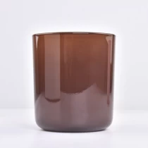 Čína domácí dekorace jantarový 14oz skleněný svícen s kulatým dnem výrobce