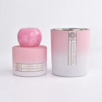 China Elegant gradual change pink glass reed diffuser bottle and glass candle holder manufacturer