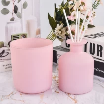 porcelana Portavelas de cristal rosa mate Popular de 500ml para venta al por mayor fabricante