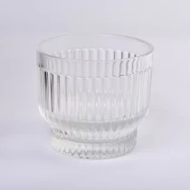 China Strip pattern glass candle jar from Sunny Glassware manufacturer