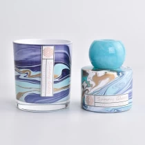 China Luxury Home Custom Marbled Blue Empty Reed Diffuser Bottle And Glass Candle Jar manufacturer