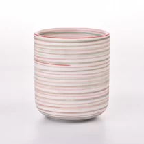 China Newly deco for colored coil line on the 8oz 10oz 12oz  ceramic candle holder for wholesale manufacturer