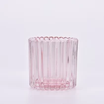 中国 批发 8 盎司 10 盎司家居装饰小号垂直条纹玻璃蜡烛罐蜡烛 制造商