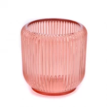 China custom colored stripe glass candle jar soy wax candle glass jar supplier manufacturer