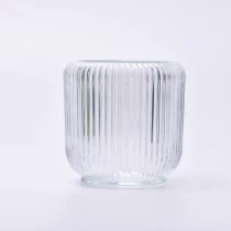 China new strip pattern glass candle jars with different colors manufacturer