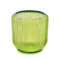 China transparent color 6oz stripe glass candle container manufacturer