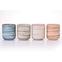 Kina Populär färgglad ringformad linjedeco på den populära formen keramiska ljusburken för heminredning tillverkare
