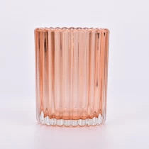 An tSín thick bottom glass candle jars with strip pattern design - COPY - rfj83l déantóir