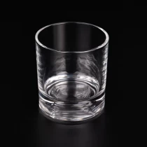 China kaarsenpot van helder glas met rond streeppatroon fabrikant