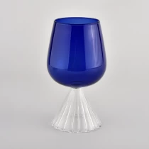 China jarra de vela de vidro borosilicato de design especial vaso de vidro com pedestal fabricante
