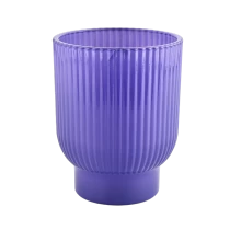 porcelana Tarro de velas de cristal púrpura rayado al por mayor para hacer velas fabricante