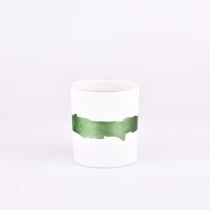 Китай домашний декор 8 унций белая стеклянная банка для свечей с поясом для ручной краски производителя