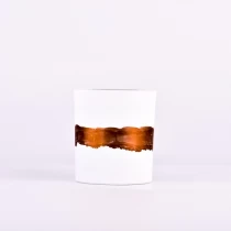 China círculo de cor de metal de pintura manual de luxo em frasco de vela de vidro branco fabricante