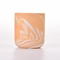 China luxury 10oz orange color ceramic candle holder manufacturer