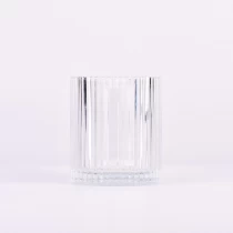 China High quality vertical line& customized logo on the 400ml glass candle holder for supplier manufacturer
