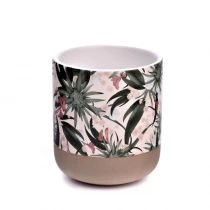 China flower decal printing on ceramic candle jars and candle containers manufacturer