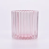 porcelana Decorativo para bodas, tarros de velas de cristal, portavelas de cristal rosa fabricante