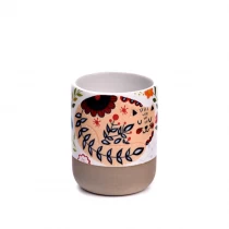 中国 带贴花印花的釉面彩色陶瓷蜡烛罐 制造商