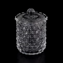 China Customized 9.5 OZ pitted glass candle jar clear glass candle jar with lid manufacturer