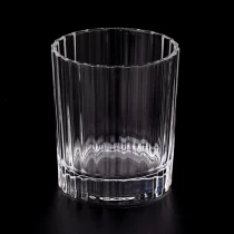Çin 8oz şerit desenli cam mum kavanozları cam mumluklar üretici firma