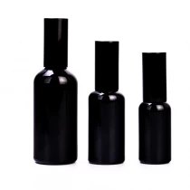 Kina Engros 50ml-100ml skinnende svart glassflaske med skinnende svart hette for hjemmedeco produsent