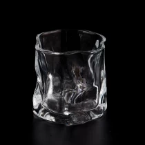 China 6oz buatan tangan bentuk terpintal cawan kaca pemegang lilin kaca wiski pengilang