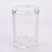 Çin Toptan satış için cam kapaklı büyük sekizgen cam mum kavanozları üretici firma