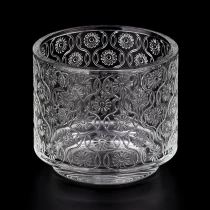 porcelana Venda al por mayor los tarros de cristal de la vela del modelo del relieve 16OZ para la decoración casera fabricante