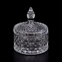 Çin Yeni tasarım elmas efektli 8oz cam mumluk, toptan satış için kulplu üretici firma