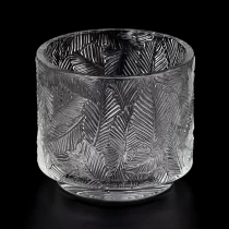 China Luxury leaf shape patterns clear glass candle jars of manufacturers manufacturer