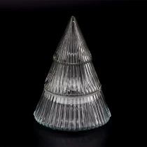 China Reducere fierbinte forma de brad de Craciun cu linie verticala borcane de lumanari de sticla cu capace pentru nunta producător