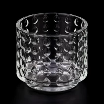 China Luxury 10oz glass candle holder with drops pattern with step for supplier manufacturer