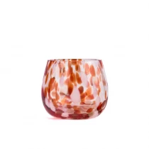 China hot sale 8.5 OZ colored polka-dot elliptic glass candle jar manufacturer