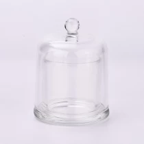 China Newly design 150ml glass candle holder with glass cover & handle by machine for wholesale manufacturer