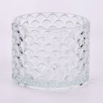 China Luxury 500ml glass candle holder with scale pattern on for supplier manufacturer