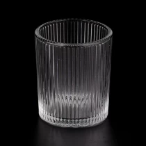 中国 批发空玻璃烛台垂直条纹透明玻璃罐家居装饰 制造商