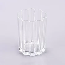 Ķīna Unikāli 8 oz stikla sveču burkas, rievoti stikla sveču turētāji vairumtirdzniecība ražotājs
