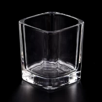China Luxury square 8oz 10oz thickness wall glass candle holder for supplier manufacturer